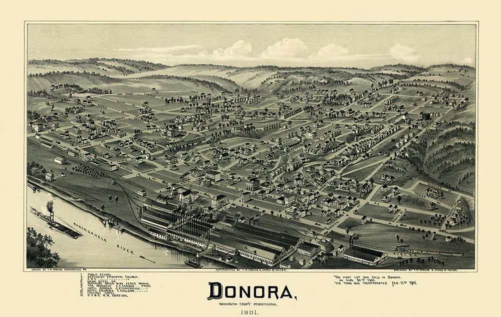 Donora Pennsylvania - Moyer 1901 art print by Moyer for $57.95 CAD