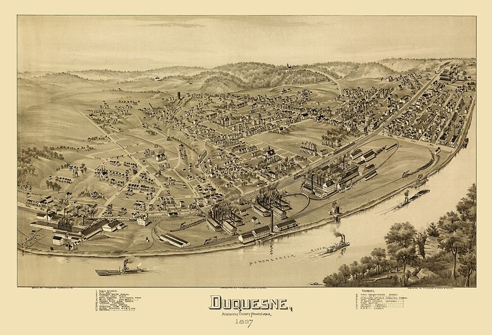 Duquesne Pennsylvania - Fowler 1897 art print by Fowler for $57.95 CAD