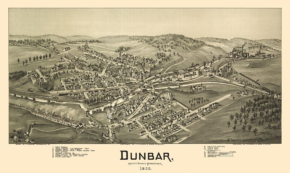 Dunbar Pennsylvania - Moyer 1900 art print by Moyer for $57.95 CAD