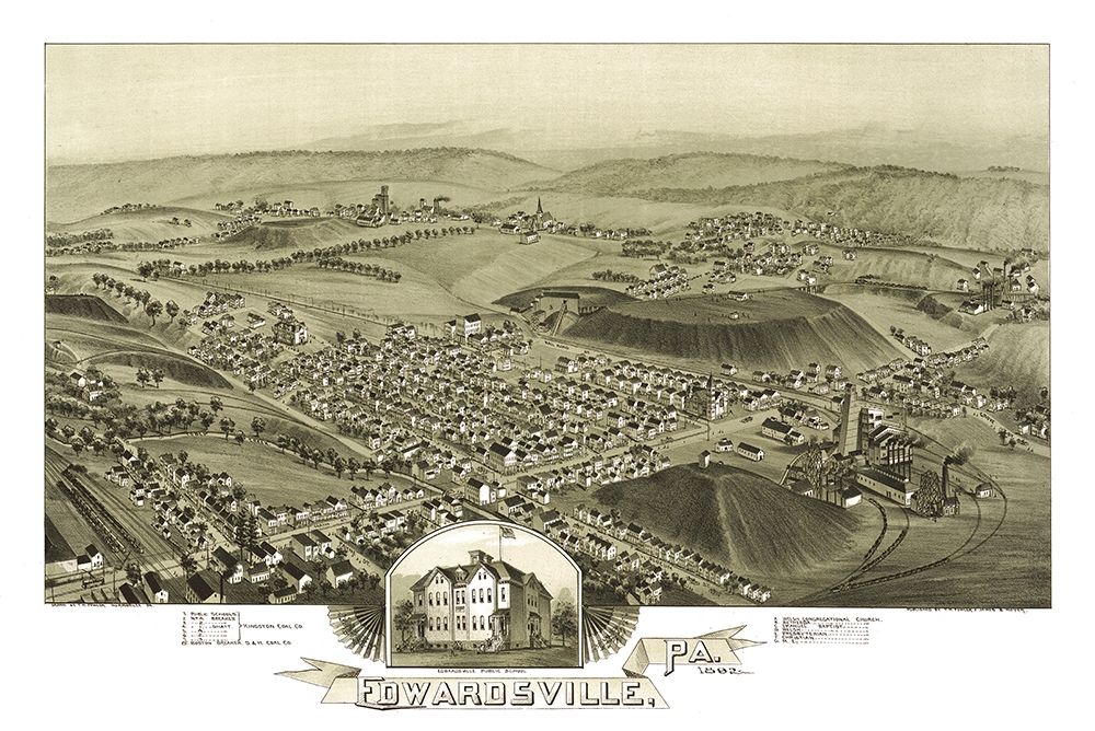 Edwardsville Pennsylvania - Fowler 1892 art print by Fowler for $57.95 CAD