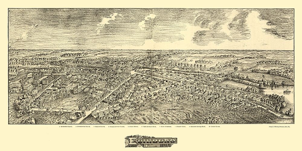 Edinboro Pennsylvania - Fowler 1898 art print by O Brien for $57.95 CAD