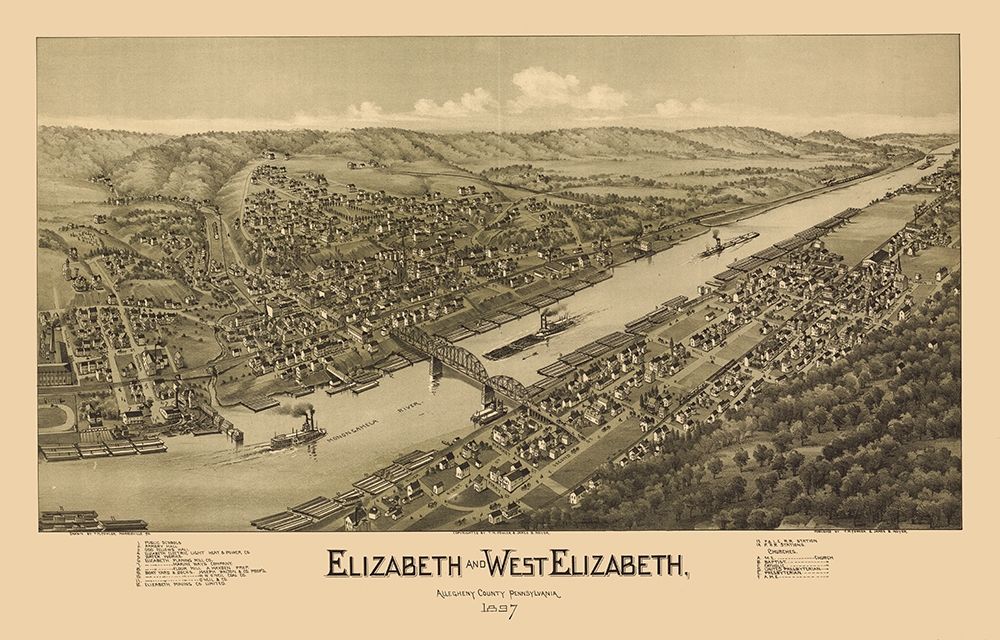 Elizabeth Pennsylvania - Fowler 1897 art print by Fowler for $57.95 CAD