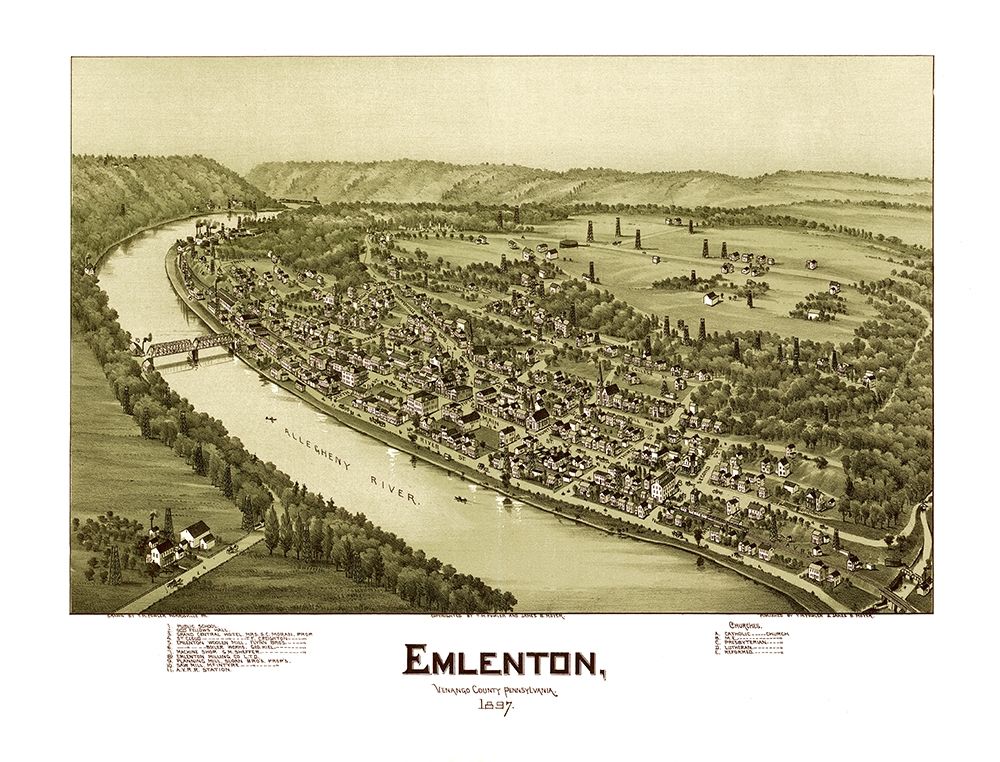 Emlenton Pennsylvania - Fowler 1897 art print by Fowler for $57.95 CAD