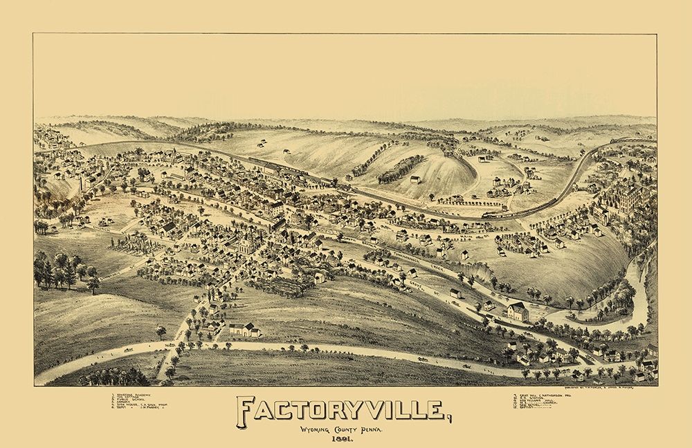 Factoryville Pennsylvania - Fowler 1891 art print by Fowler for $57.95 CAD