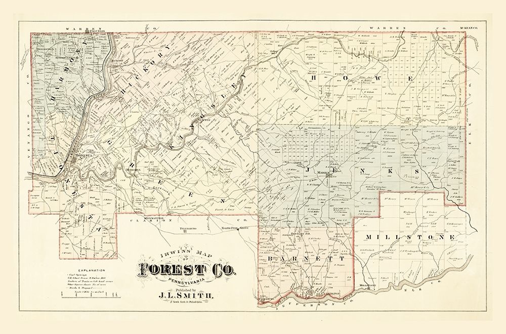 Forest County Pennsylvania - Smith 1876 art print by Smith for $57.95 CAD