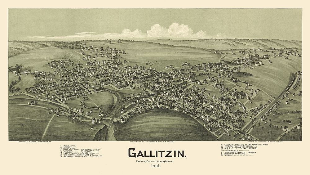 Gallitzin Pennsylvania - Fowler 1901 art print by Fowler for $57.95 CAD