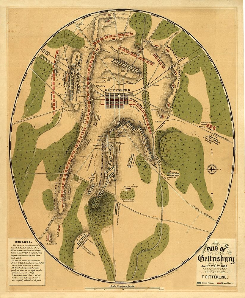 Gettysburg Pennsylvania - Ditterline 1863 art print by Ditterline for $57.95 CAD