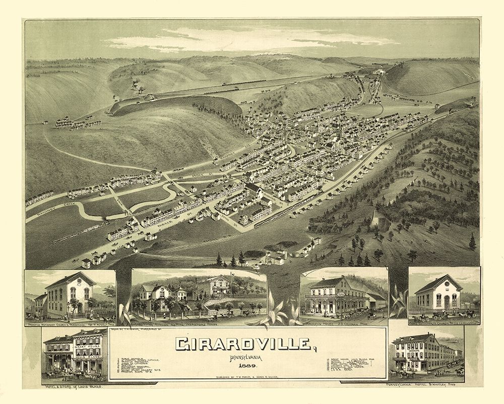 Girardville Pennsylvania - Fowler 1889 art print by Fowler for $57.95 CAD