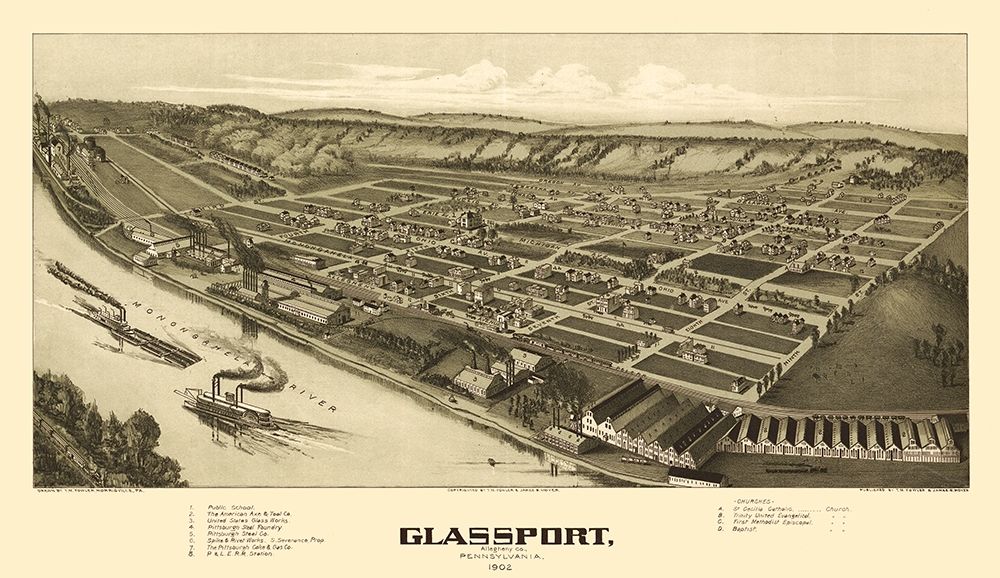 Glassport Pennsylvania - Fowler 1902 art print by Fowler for $57.95 CAD