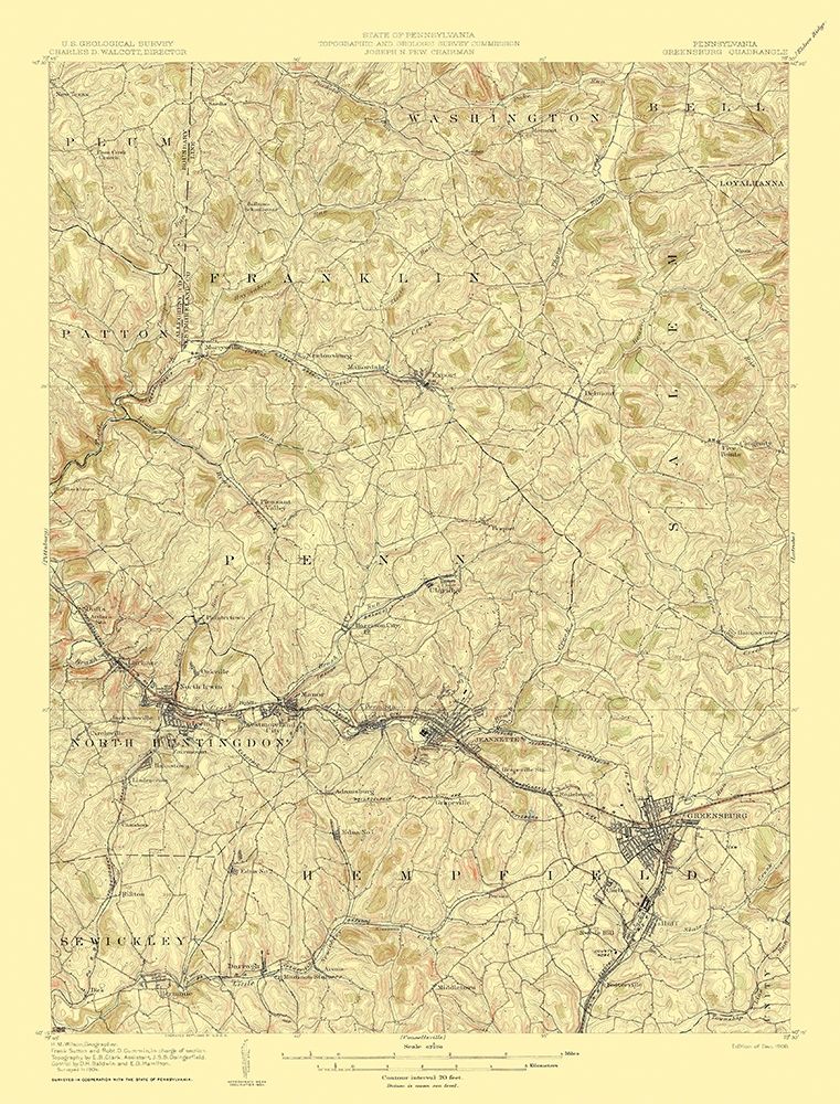 Greensburg Pennsylvania Quad - USGS 1906 art print by USGS for $57.95 CAD