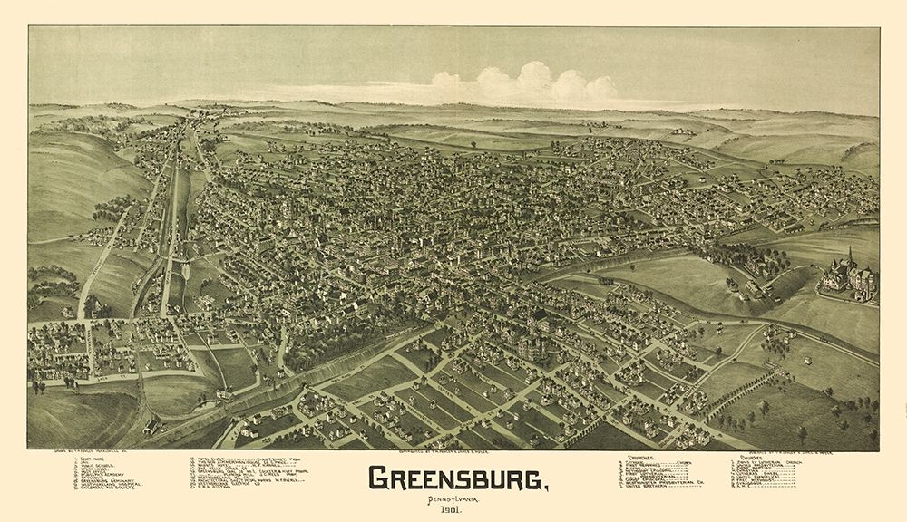 Greensburg Pennsylvania - Fowler 1901 art print by Fowler for $57.95 CAD