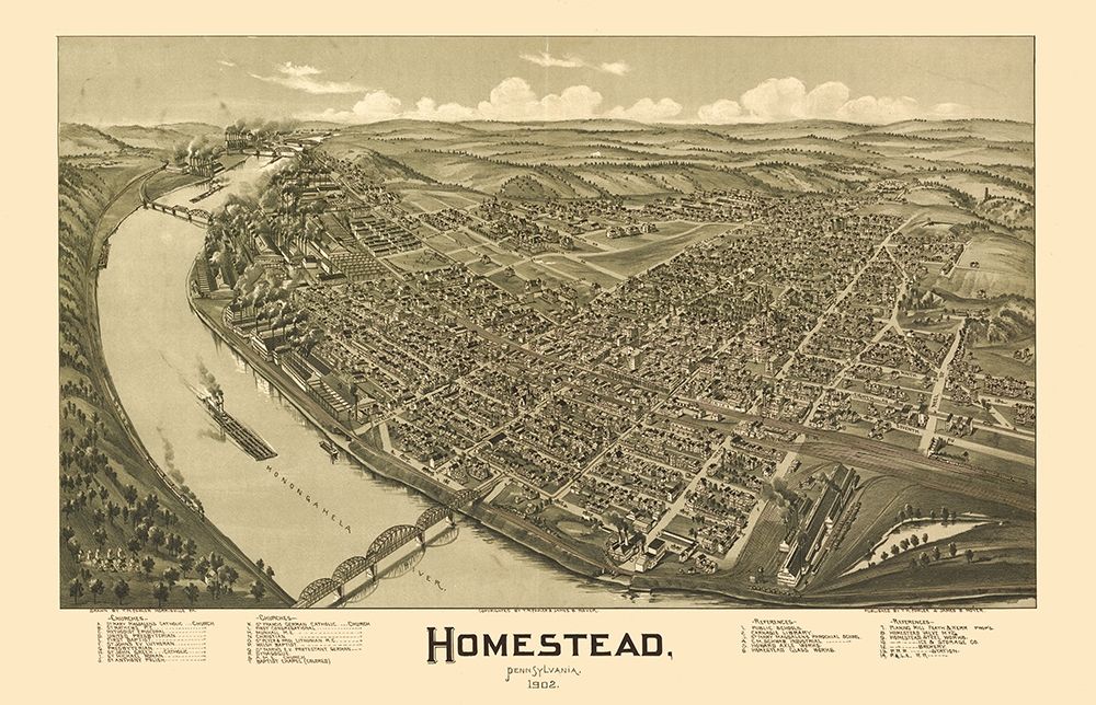 Homestead Pennsylvania - Fowler 1902 art print by Fowler for $57.95 CAD