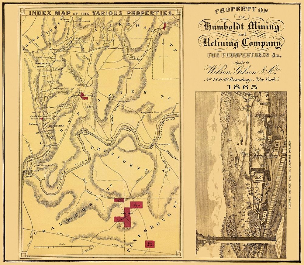 Humboldt Mining Refining Company PA - Gibson 1865 art print by Gibson for $57.95 CAD