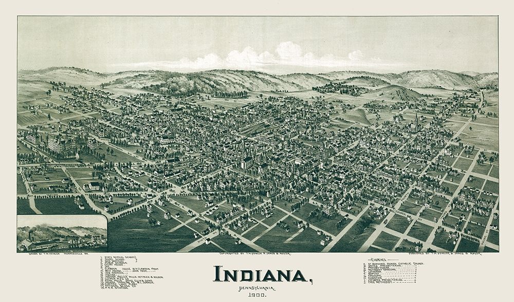 Indiana Pennsylvania - Fowler 1900 art print by Fowler for $57.95 CAD