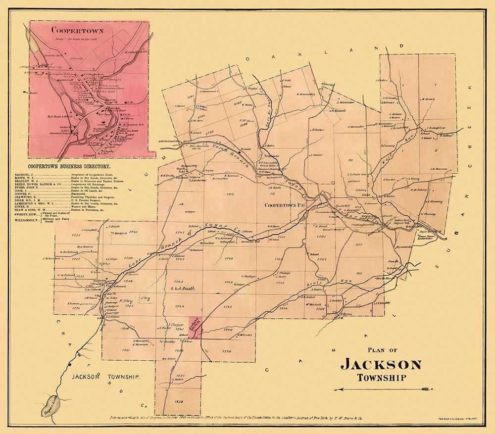 Jackson Pennsylvania Landowner - Beers 1865 art print by Beers for $57.95 CAD
