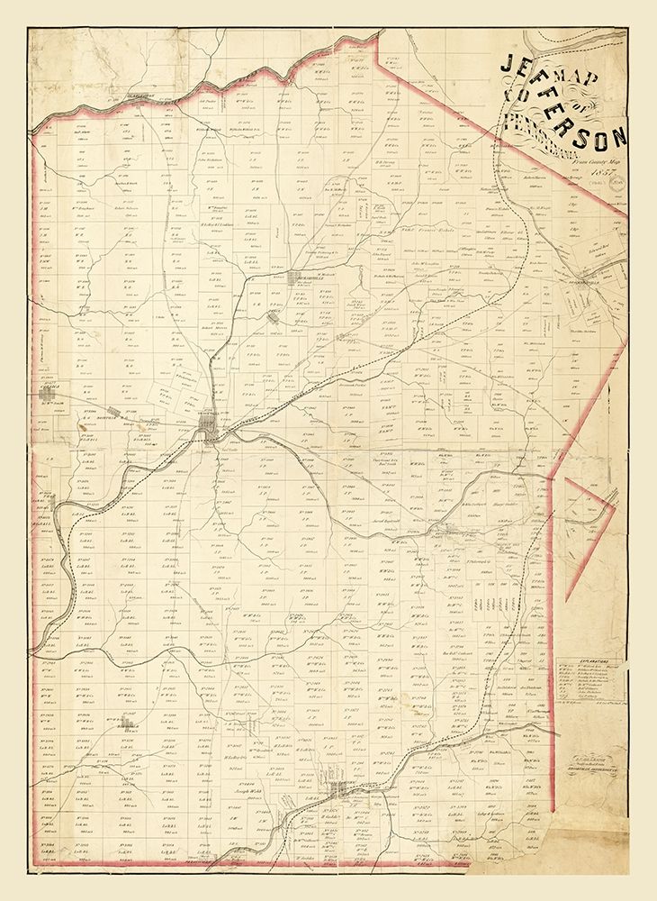 Jefferson County Pennsylvania - Gillespie 1857 art print by Gillespie for $57.95 CAD