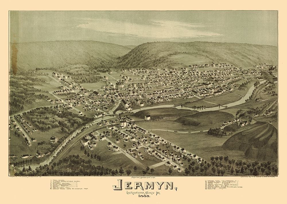 Jermyn Pennsylvania - Fowler 1889 art print by Fowler for $57.95 CAD