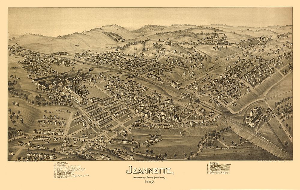 Jeannette Pennsylvania - Fowler 1897 art print by Fowler for $57.95 CAD