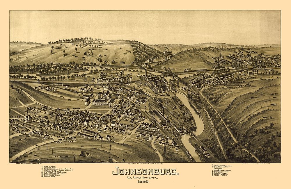 Johnsonburg Pennsylvania - Fowler 1895 art print by Fowler for $57.95 CAD