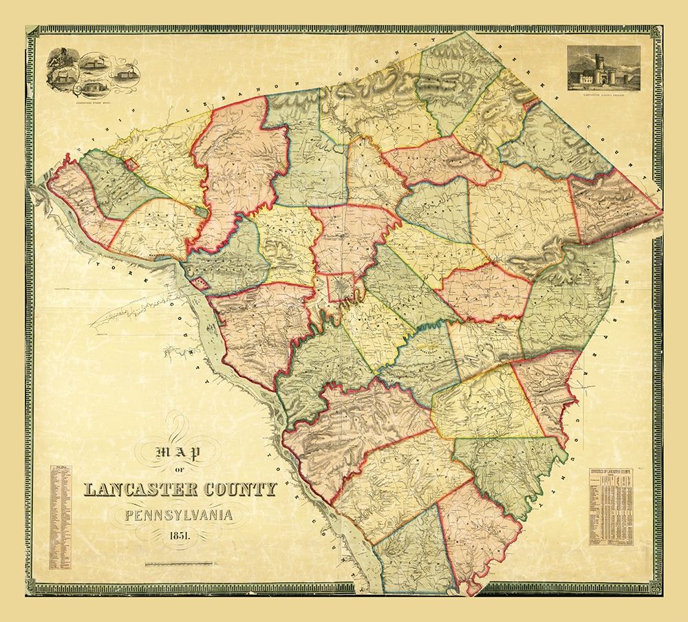 Lancaster County Pennsylvania - 1851 art print by Unknown for $57.95 CAD