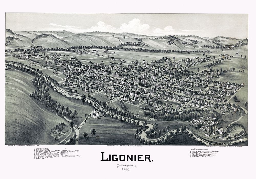 Ligonier Pennysylvania - Fowler 1900 art print by Fowler for $57.95 CAD
