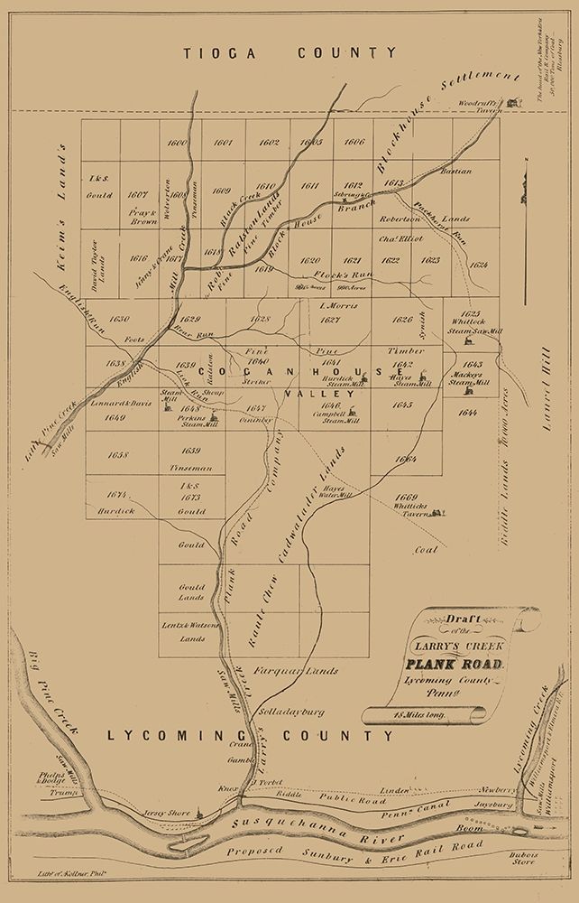 Lycoming County Pennsylvania - Kollner 1855 art print by Kollner for $57.95 CAD