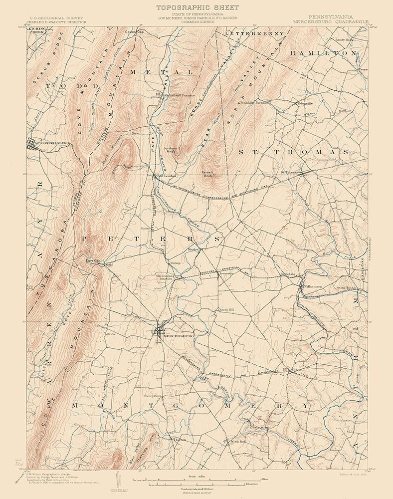 Mercersburg Pennsylvania Quad - USGS 1902 art print by USGS for $57.95 CAD