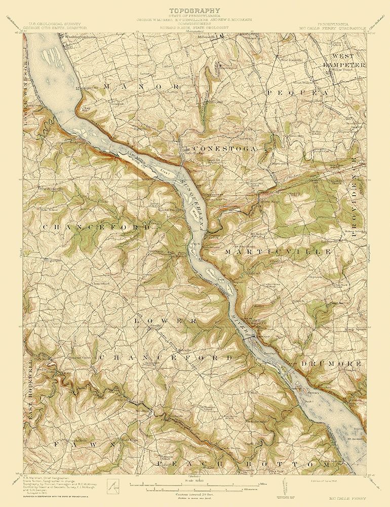 Mccalls Ferry Pennsylvania Quad - USGS 1912 art print by USGS for $57.95 CAD