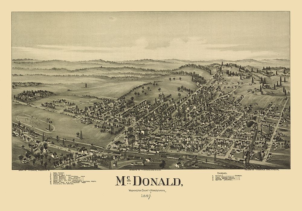 McDonald Pennsylvania - Fowler 1897 art print by Fowler for $57.95 CAD