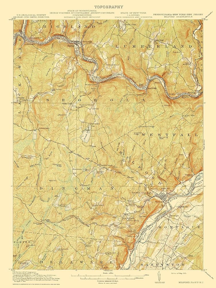 Milford New York New Jersey Quad - USGS 1915 art print by USGS for $57.95 CAD