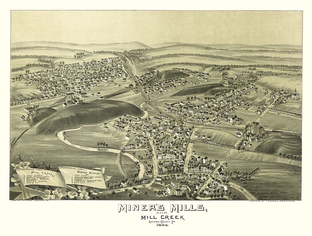 Miners Mills Mill Creek Pennsylvania - Fowler 1892 art print by Fowler for $57.95 CAD