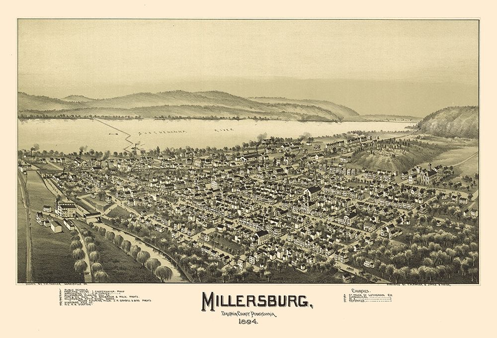 Millersburg Pennsylvania - Fowler 1894 art print by Fowler for $57.95 CAD