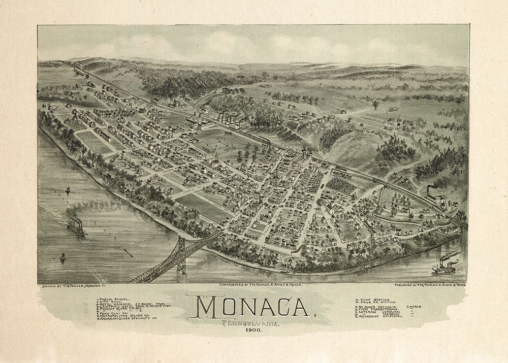 Monaca Pennsylvania - Fowler 1900 art print by Fowler for $57.95 CAD