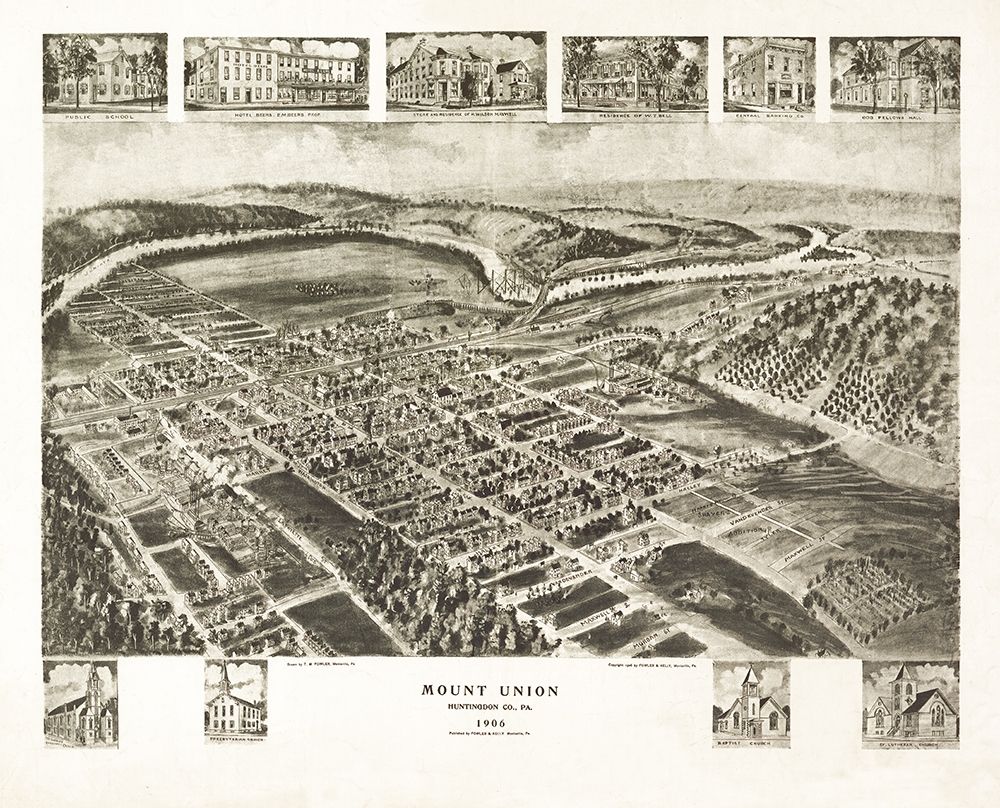 Mount Union Pennsylvania - Fowler 1906 art print by Fowler for $57.95 CAD