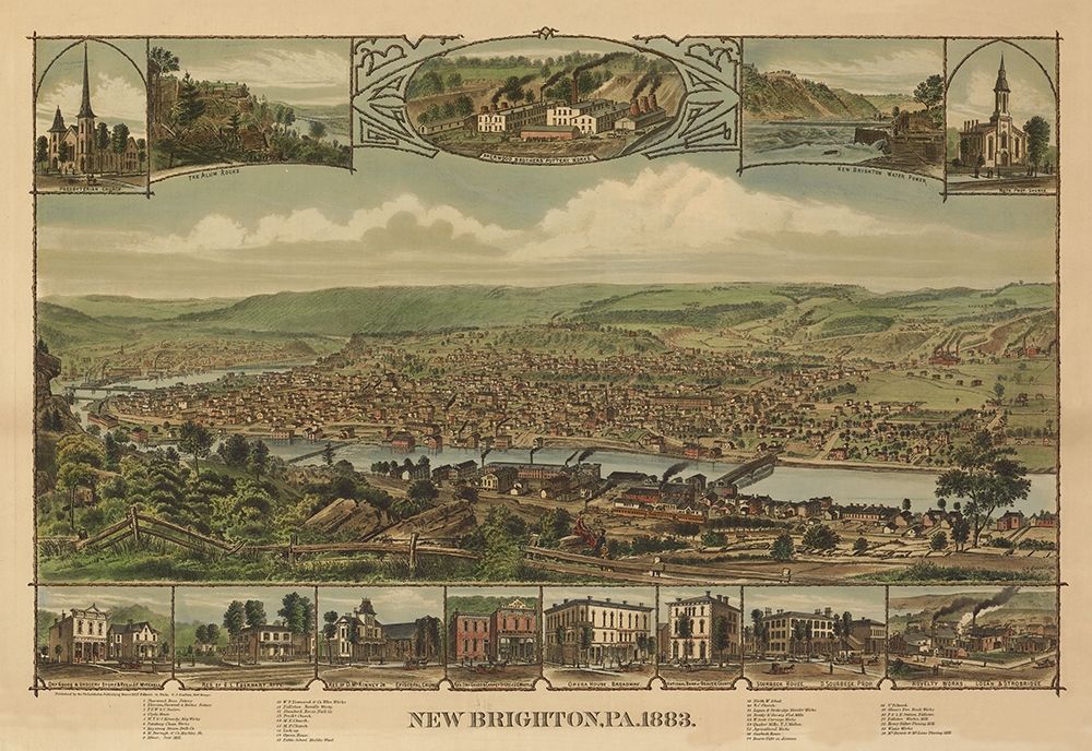 New Brighton Pennsylvania - Corbin 1883 art print by Corbin for $57.95 CAD