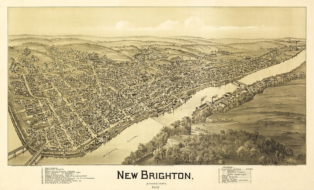 New Brighton Pennsylvania - Fowler 1901 art print by Fowler for $57.95 CAD