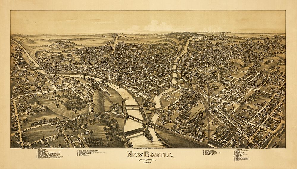 New Castle Pennsylvania - Fowler 1896 art print by Fowler for $57.95 CAD
