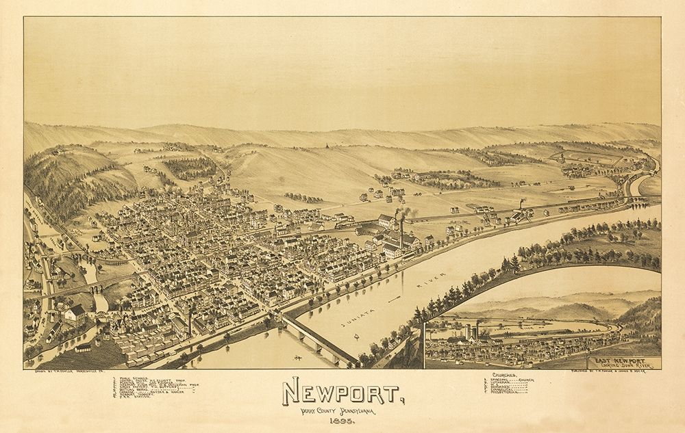 Newport Pennsylvania - Fowler 1895 art print by Fowler for $57.95 CAD