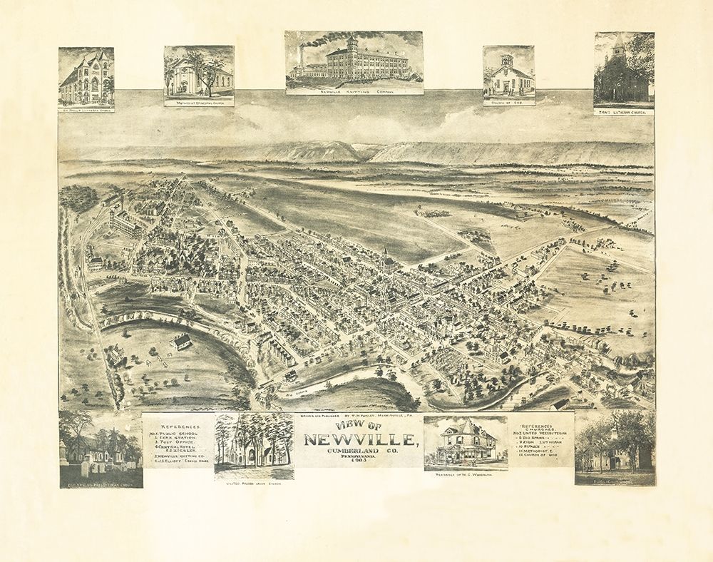Newville Pennsylvania - Fowler 1903 art print by Fowler for $57.95 CAD