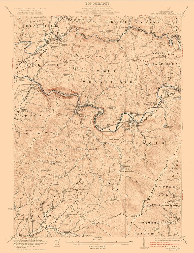 New Florence Pennsylvania Quad - USGS 1922 art print by USGS for $57.95 CAD