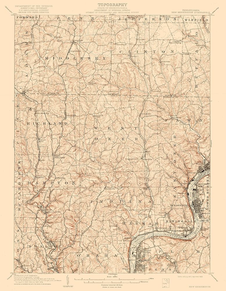 New Kensington Pennsylvania Quad - USGS 1910 art print by USGS for $57.95 CAD
