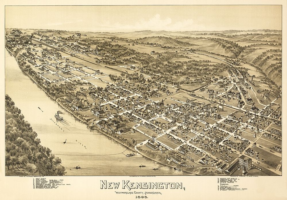 New Kensington Pennsylvania - Fowler 1896 art print by Fowler for $57.95 CAD