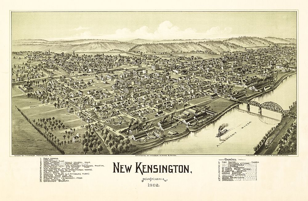 New Kensington Pennsylvania - Fowler 1902 art print by Fowler for $57.95 CAD
