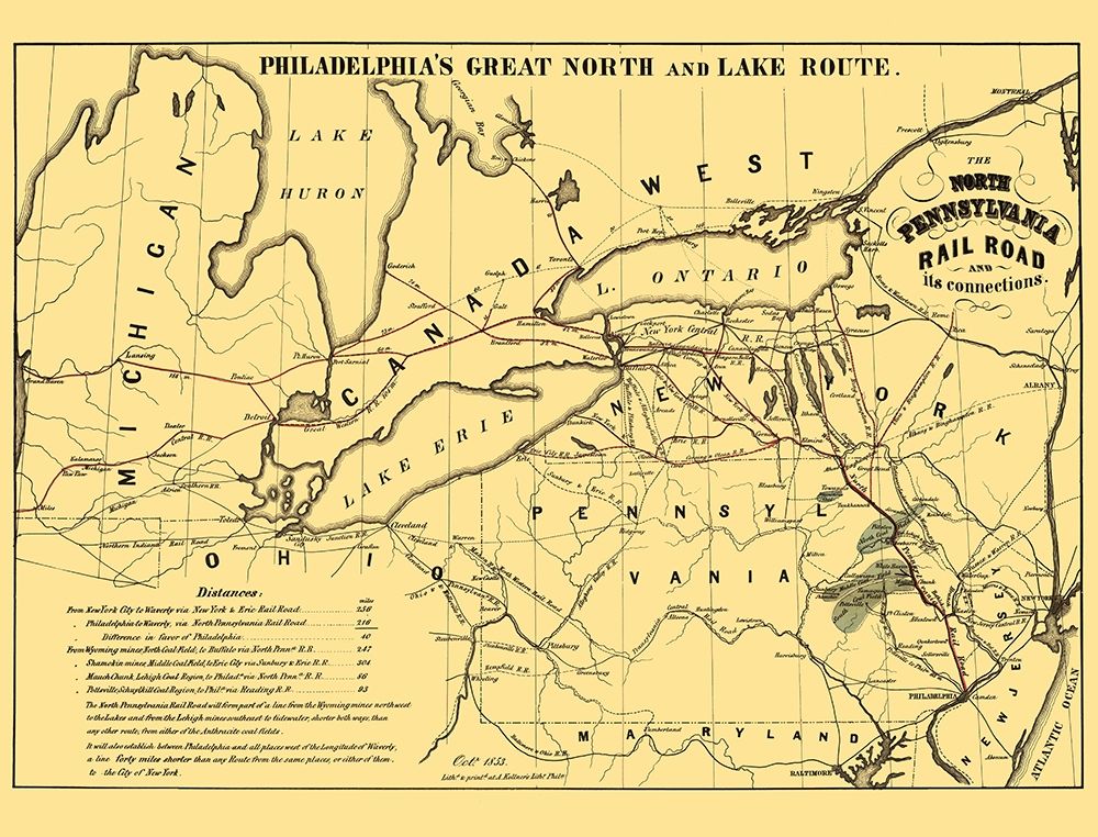 North Pennsylvania Railroad - Kollner 1853 art print by Kollner for $57.95 CAD