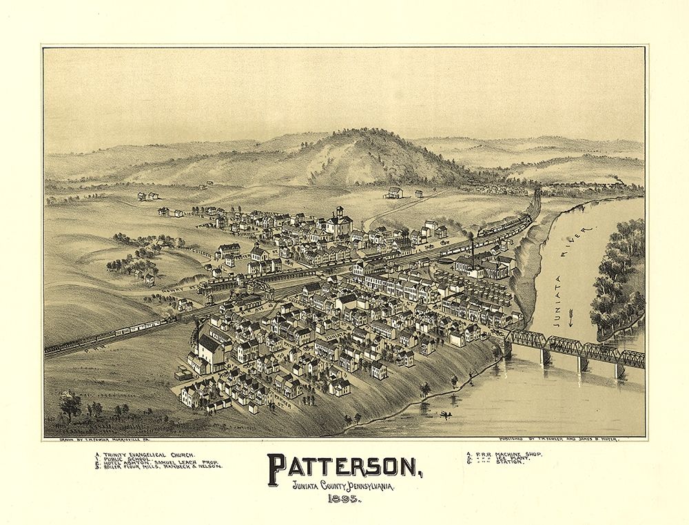 Patterson Pennsylvania - Fowler 1895 art print by Fowler for $57.95 CAD