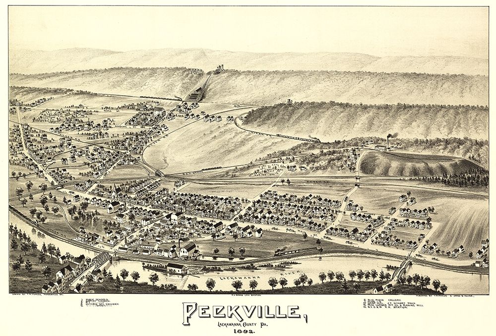 Peckville Pennsylvania - Fowler 1892 art print by Fowler for $57.95 CAD