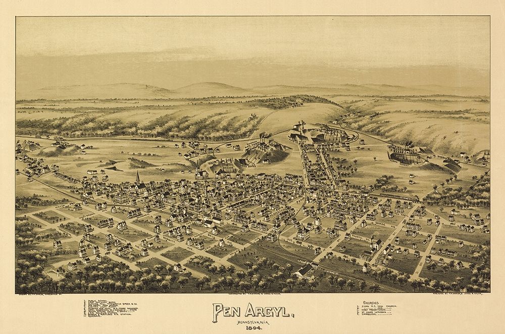 Pen Argyl Pennsylvania - Fowler 1894 art print by Fowler for $57.95 CAD