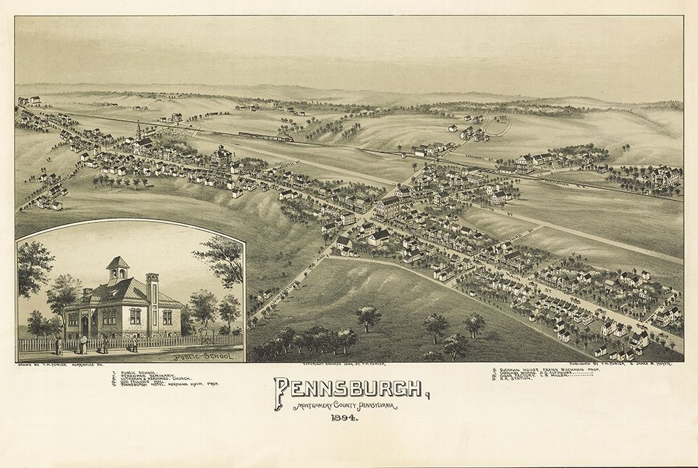 Pennsburg Pennsylvania - Fowler 1894 art print by Fowler for $57.95 CAD
