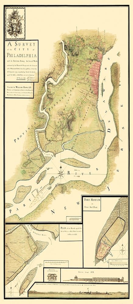 Philadelphia Pennsylvania Survey - Howe 1777 art print by Howe for $57.95 CAD