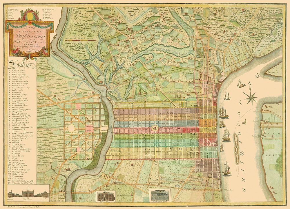 Philadelphia Pennsylvania Landowner - Varle 1802 art print by Varle for $57.95 CAD